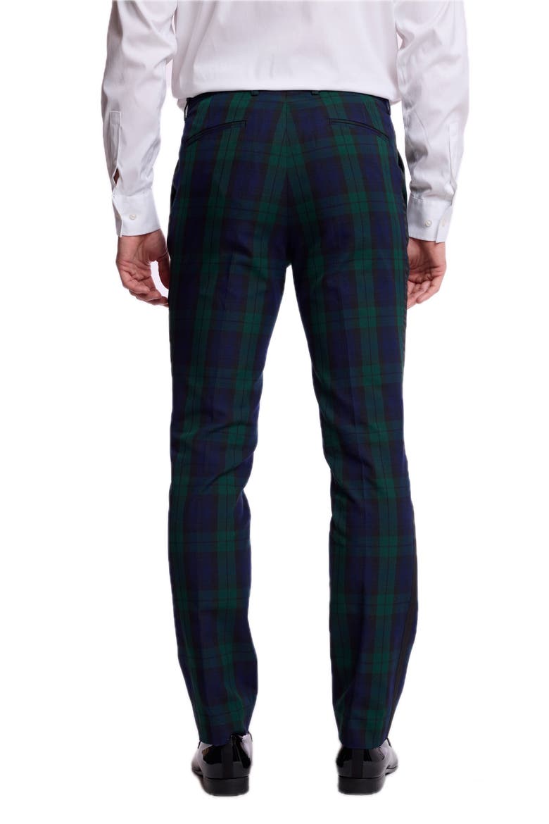 Sloane Mid Rise Slim Fit Tuxedo Pants, Alternate, color, BLACK WATCH TARTAN