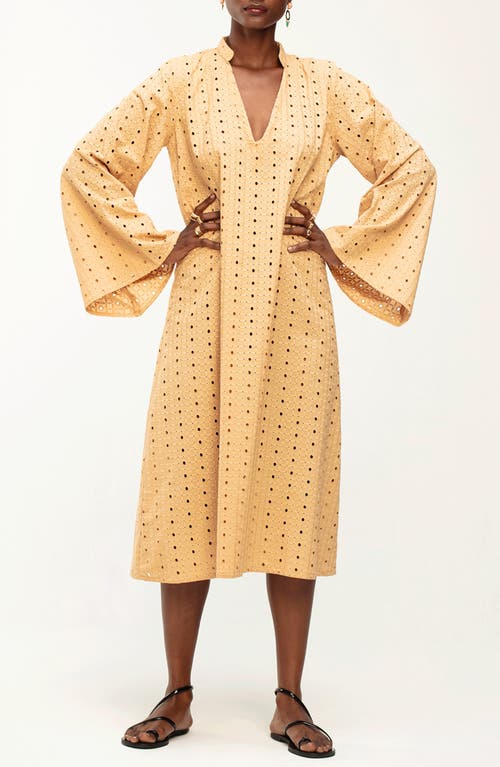 DIARRABLU Rama Eyelet Long Sleeve Caftan in Beige 