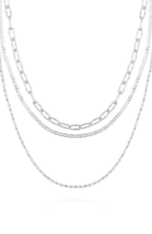 Vince Camuto Layered Chain Necklace Trio Set In Silver