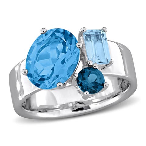Multi Blue Topaz Ring Sterling Silver
