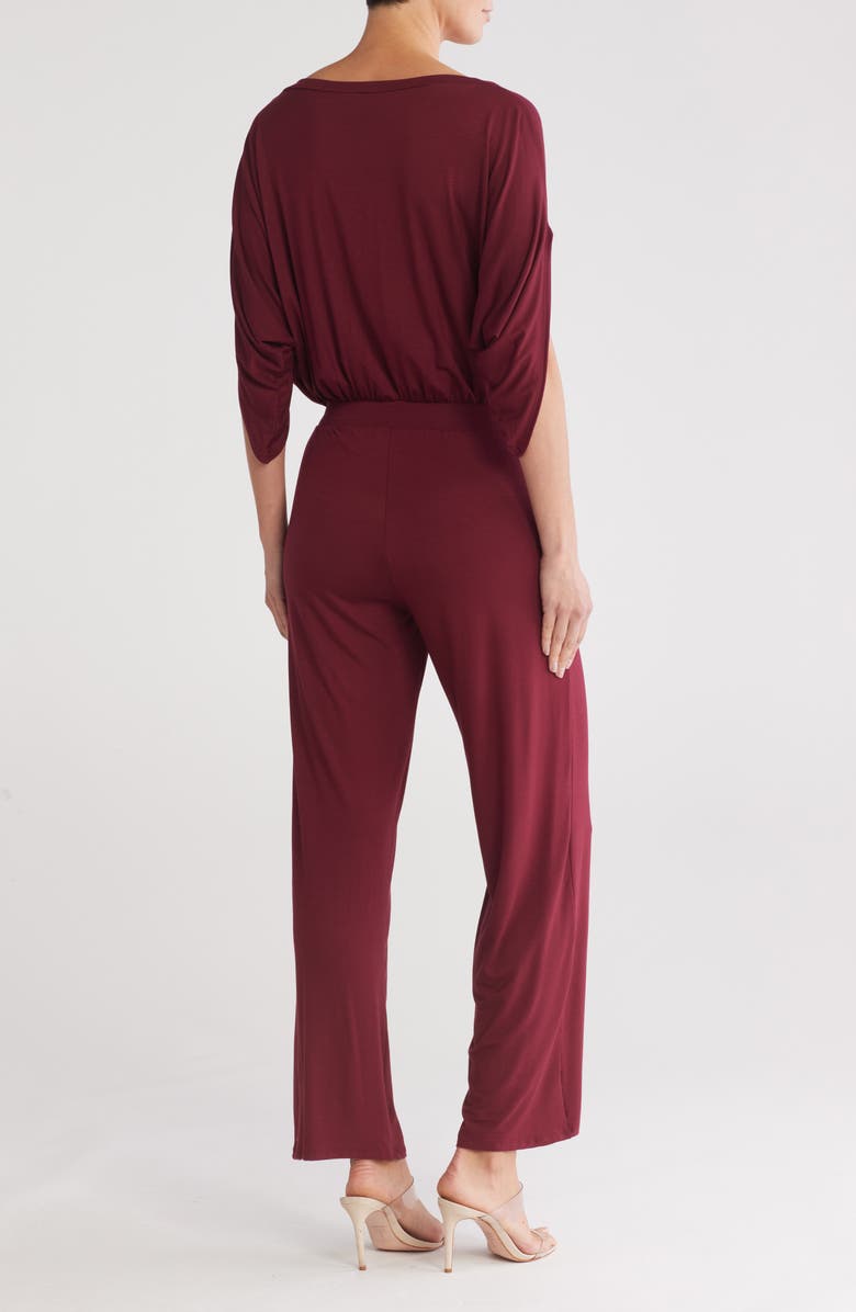 GO COUTURE Raglan Sleeve Capri Jumpsuit, Alternate, color, Cabernet