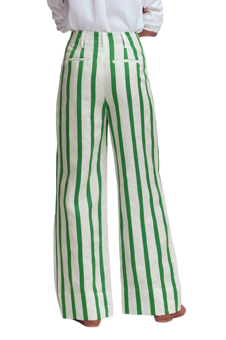 Pimlico Stripe LInen & Cotton Pants, Alternate, color, IVORY, FRESH GREEN STRIPE