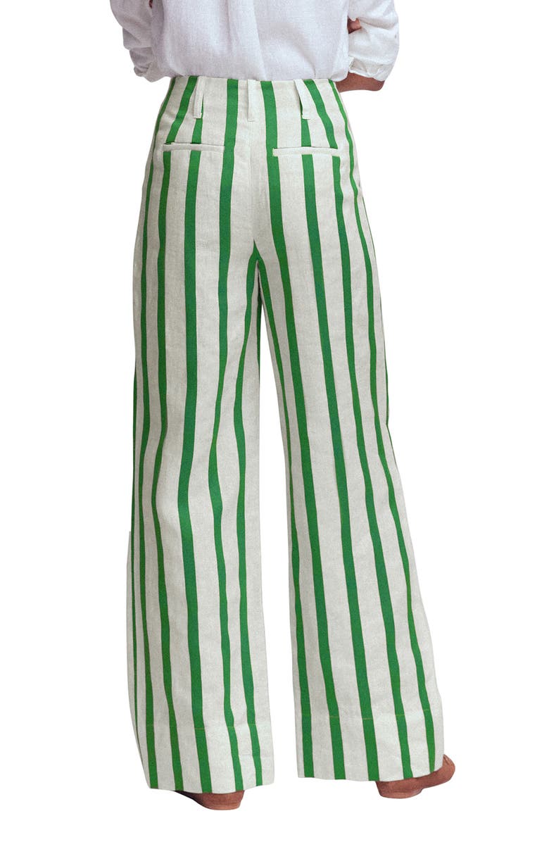 Boden Pimlico Stripe LInen & Cotton Pants, Alternate, color, Ivory, Fresh Green Stripe
