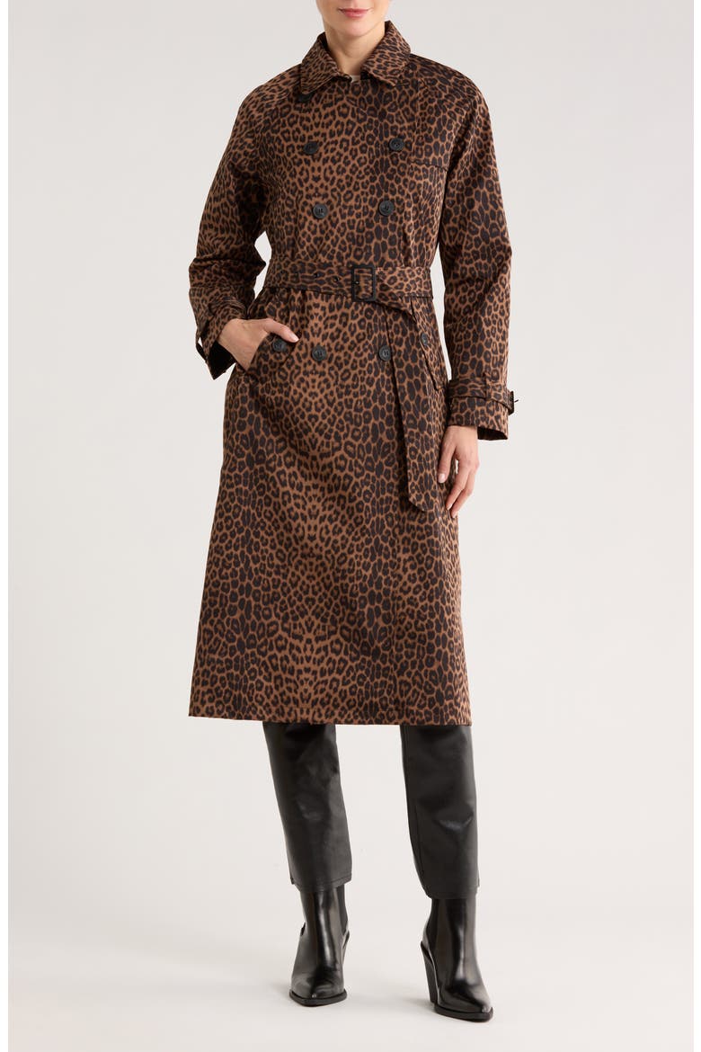 Animal Print Longline Trench Coat (Women) | Nordstromrack