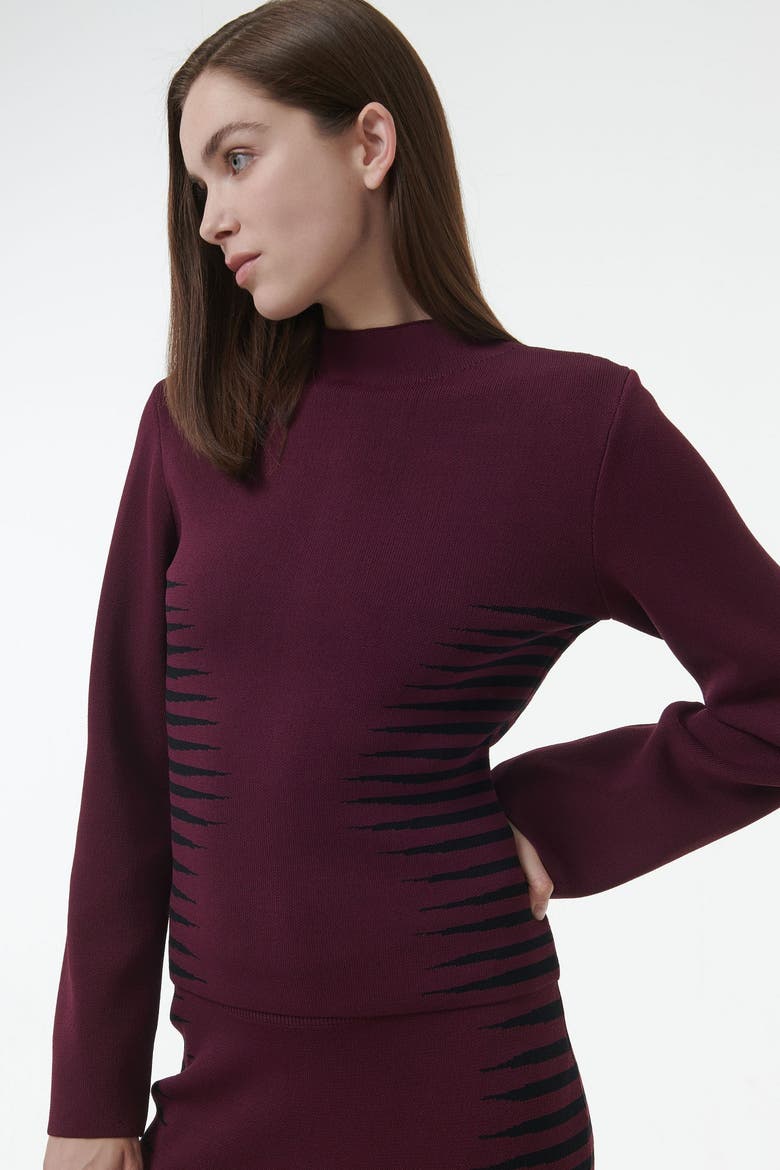 Jacquard Knit Fitted Top, Alternate, color, Red