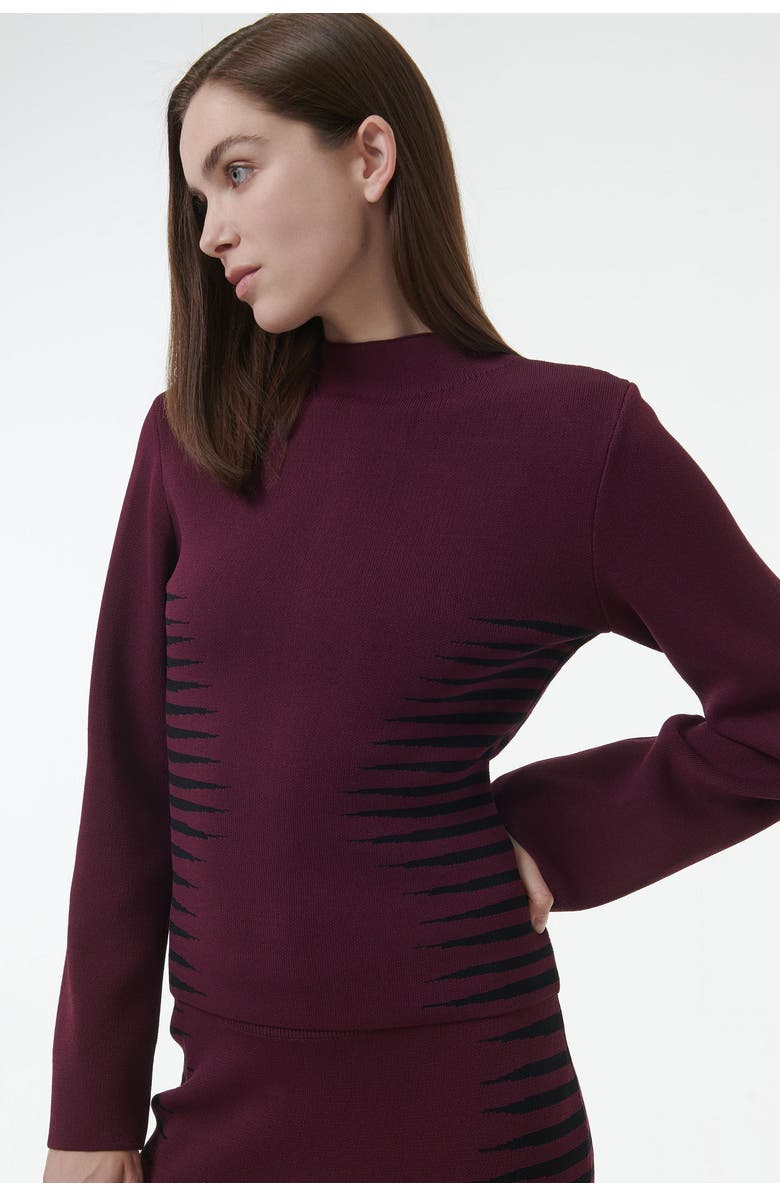 Leem Jacquard Knit Fitted Top, Alternate, color, Red