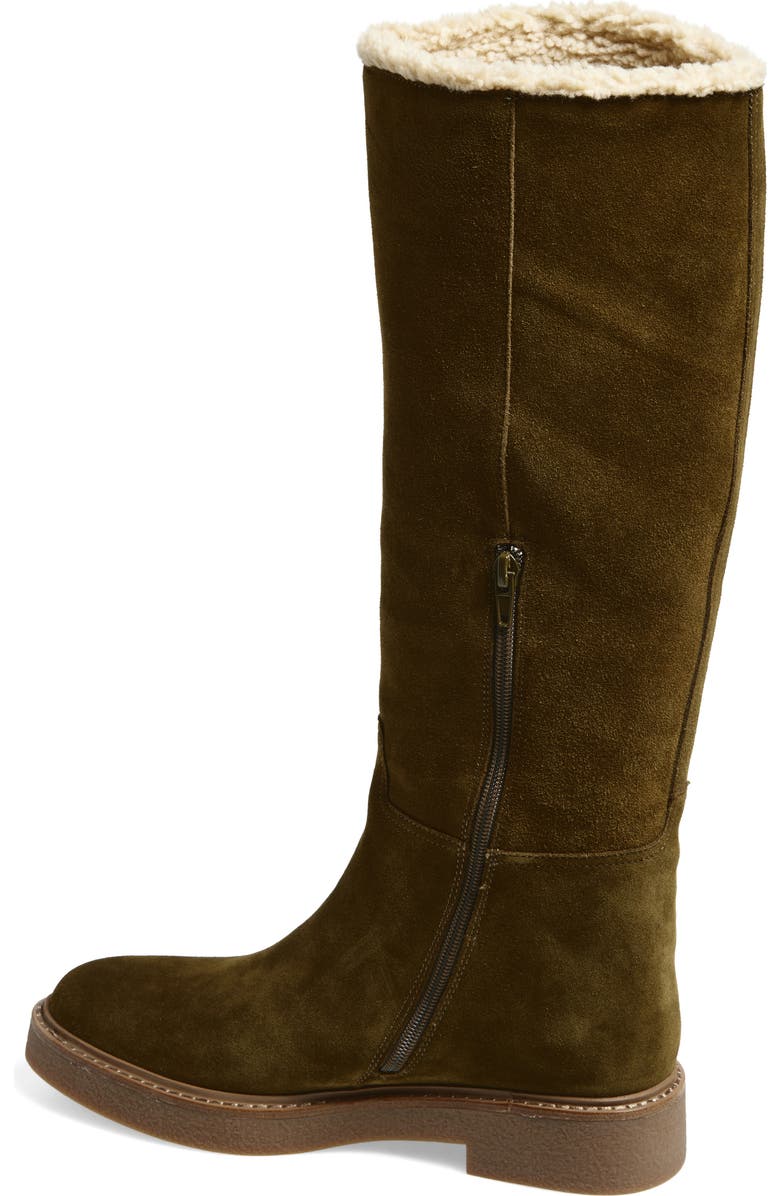 Jeffrey Campbell Zabini Faux Shearling Lined Knee High Boot, Alternate, color, Khaki Suede Combo