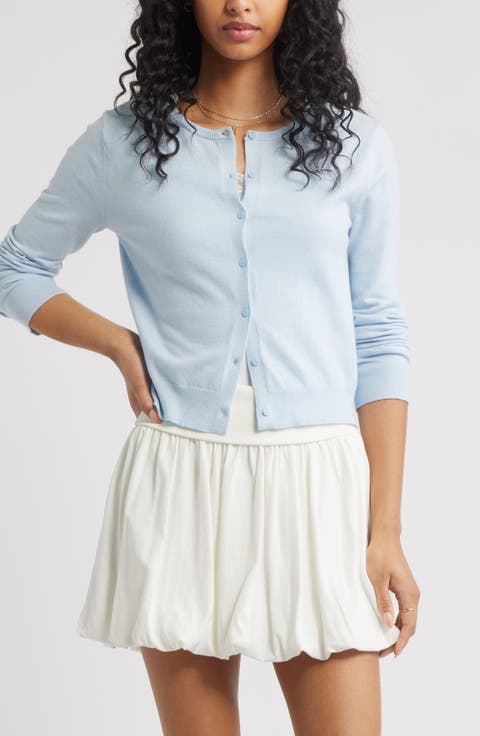 Crewneck Cotton Blend Cardigan