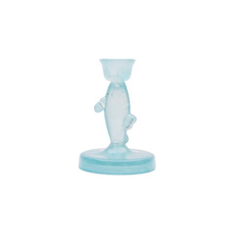 Fish Glass Coastal Novelty Candle Holders Set of 2