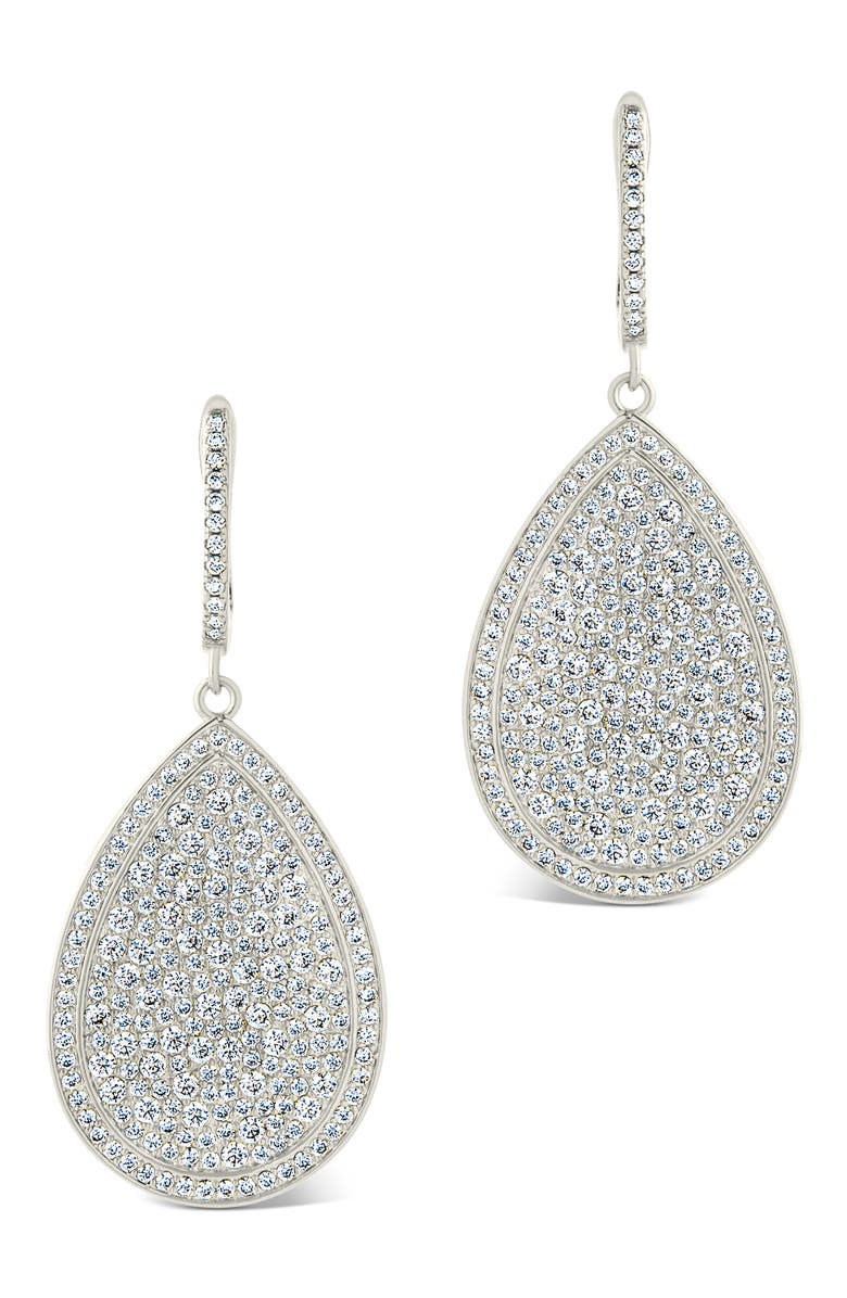 Sterling Forever Selma Cubic Zirconia Teardrop Earrings, Alternate, color, Silver