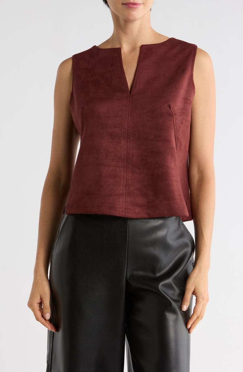 MAX STUDIO Sleeveless Faux Suede Top, Main, color, Chestnut