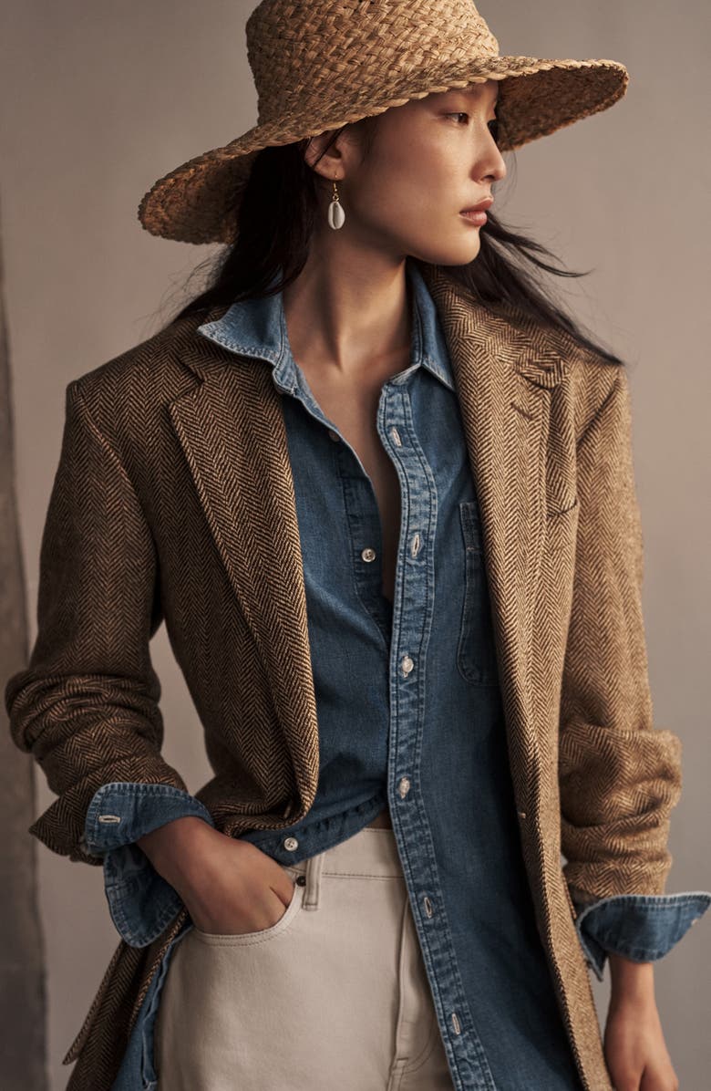 Polo Ralph Lauren Linen, Silk & Wool Herringbone Sport Coat, Alternate, color, Brown/ Cream Herringbone