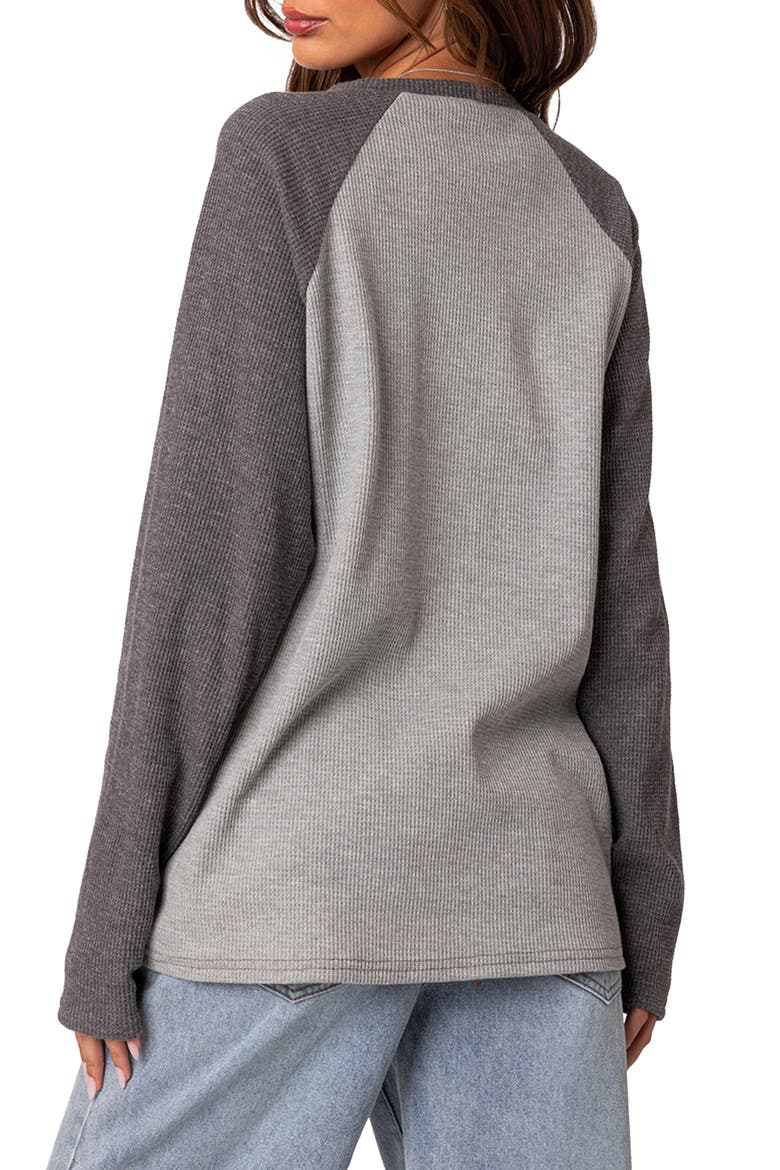 Me Time Oversize Raglan Sleeve Waffle Knit Top, Alternate, color, GRAY MELANGE