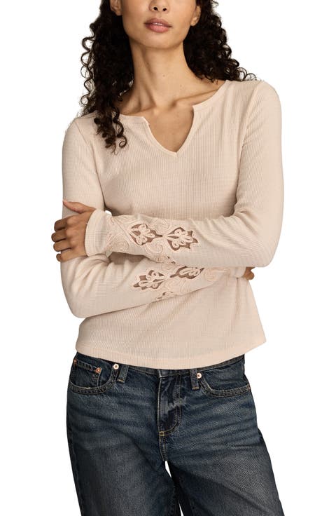 Cutwork Detail Cotton Rib Top