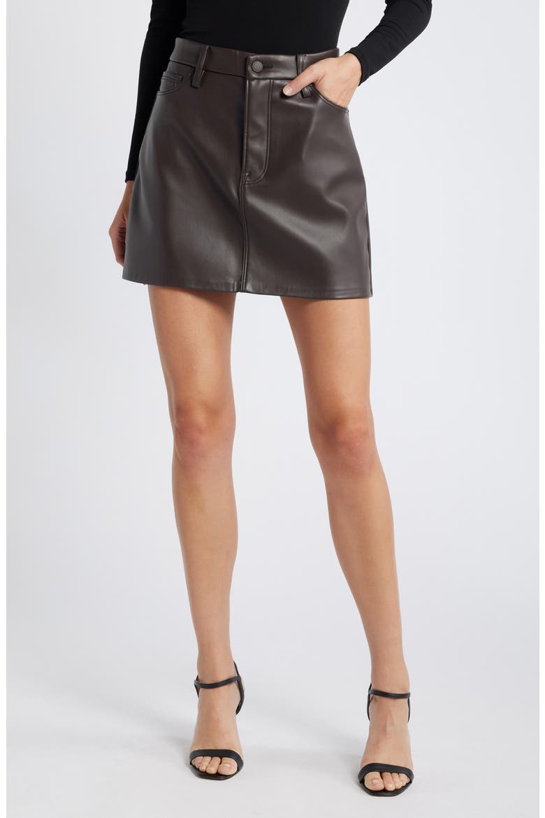 Faux Leather Miniskirt, Main, color, BARK003