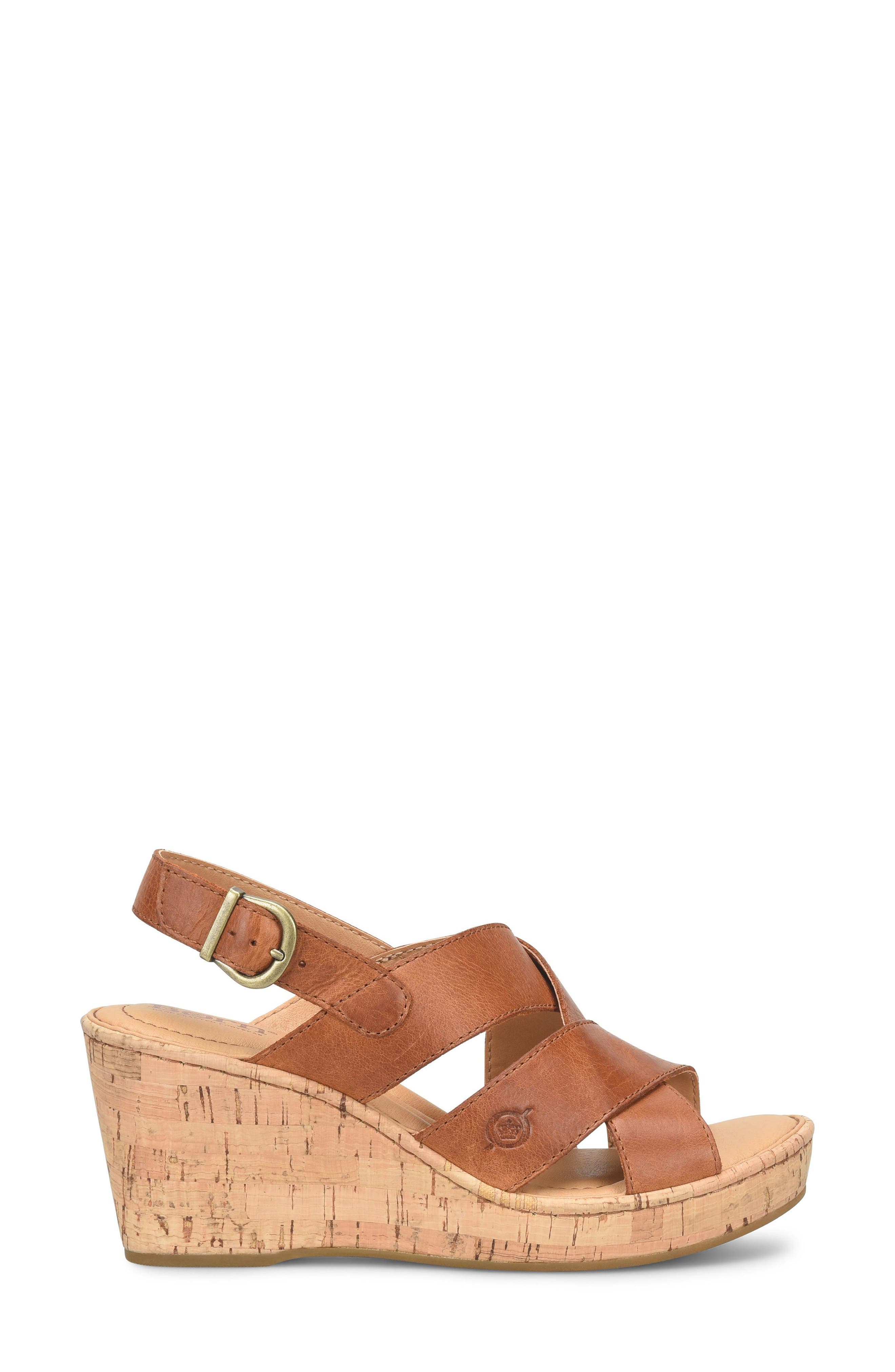 Børn Sami Cork Wedge Sandal, Alternate, color, Brown Leather