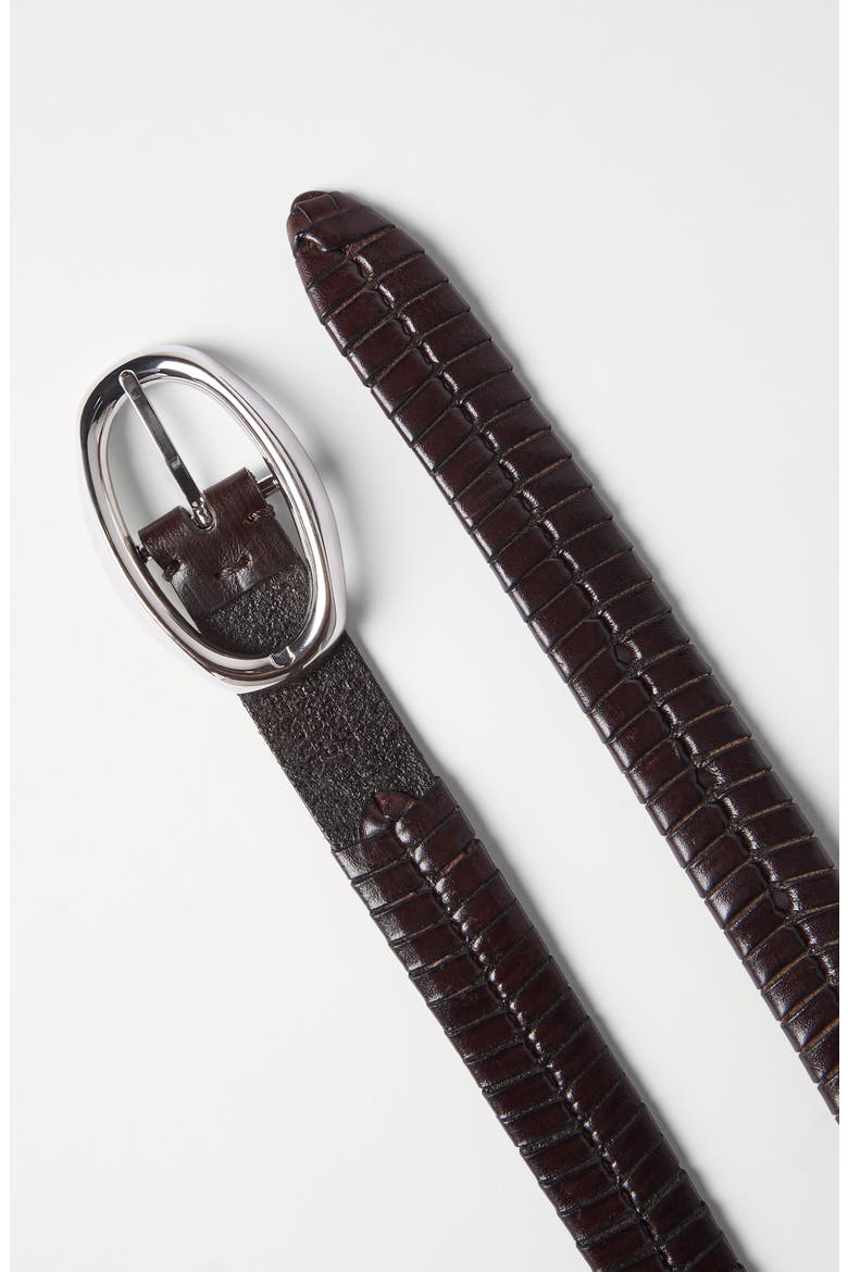 Braided leather belt, Alternate, color, Chocolate