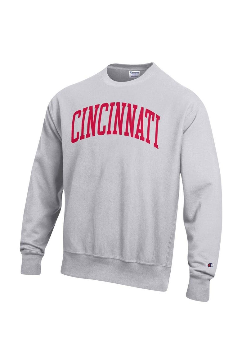 Men's Champion Heathered Gray Cincinnati Bearcats Arch Reverse Weave Pullover Sweatshirt, Alternate, color, Heather Gray