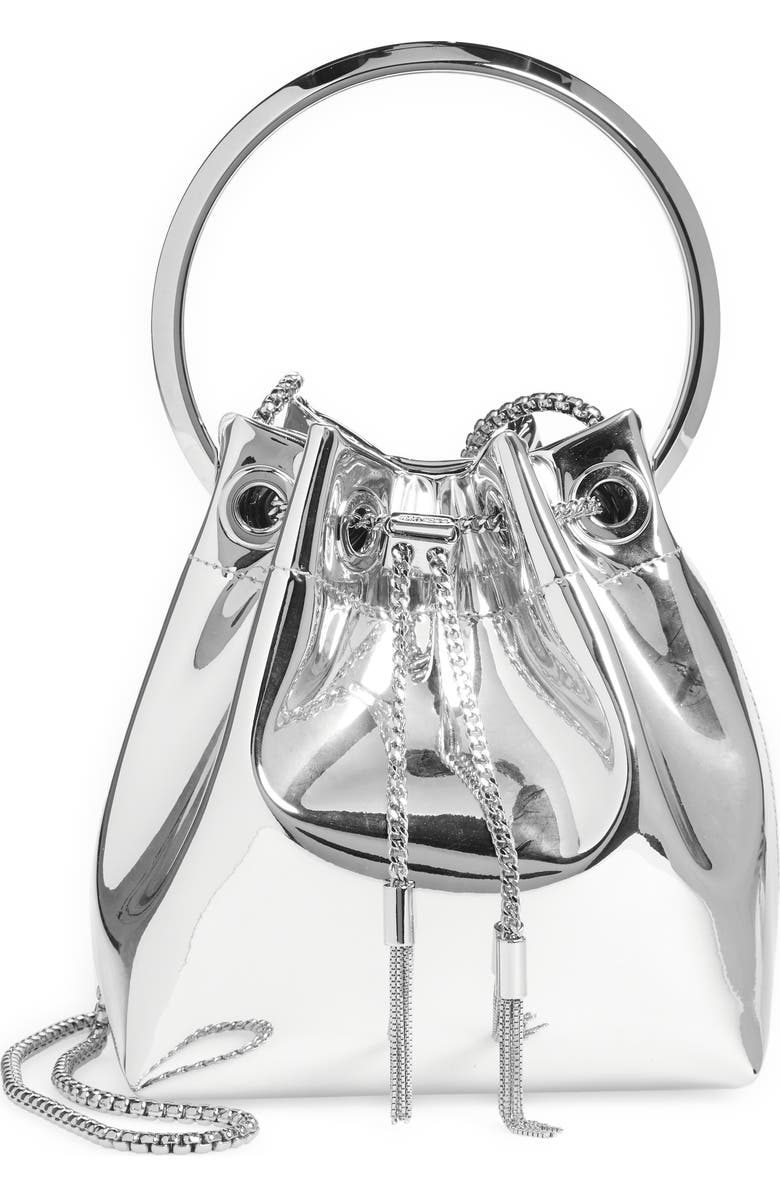 Jimmy Choo Bon Bon Mirror Fabric Top Handle Bag, Main, color,