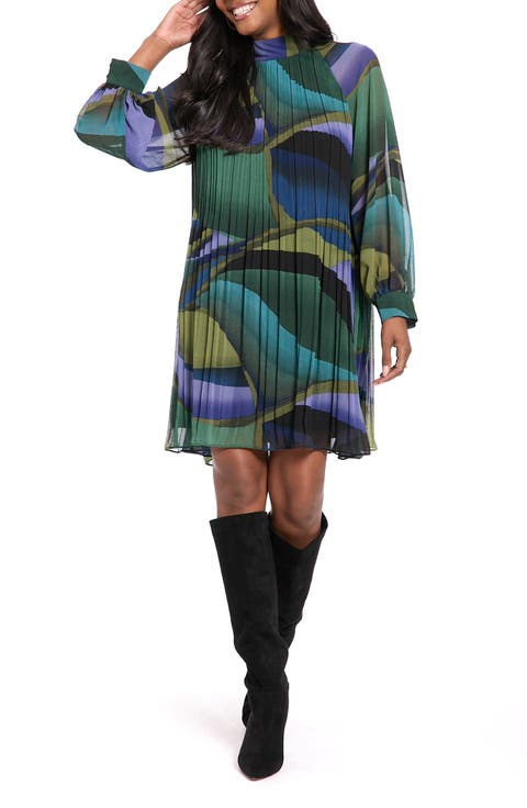 Tie Back Plissè Swing Dress