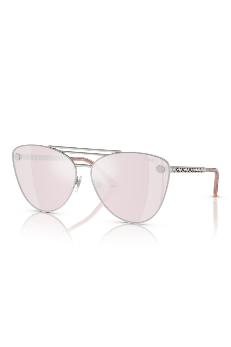 64mm Oversize Cat Eye Sunglasses, Alternate, color, SILVER/ PINK