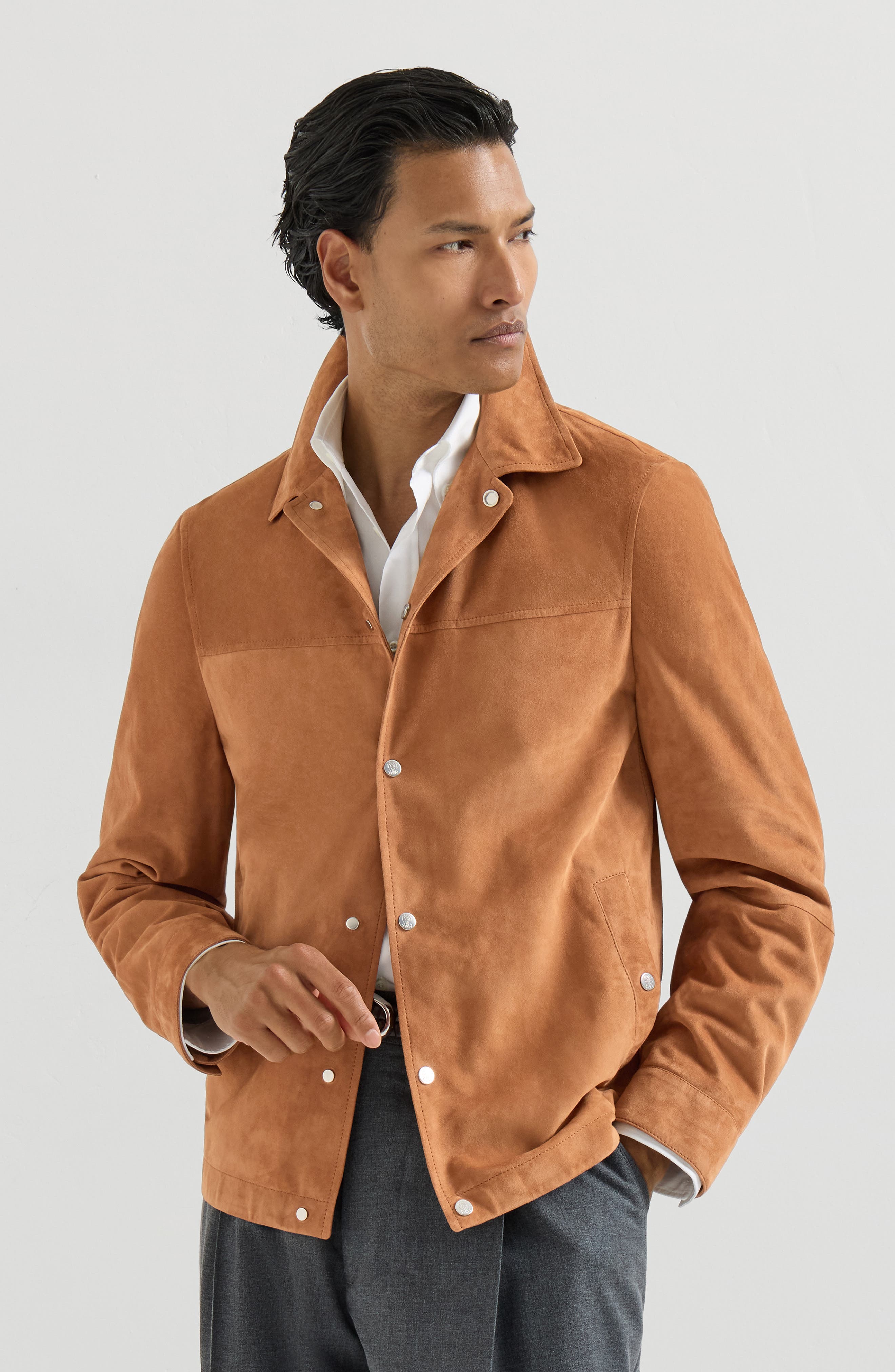 Suede outerwear jacket