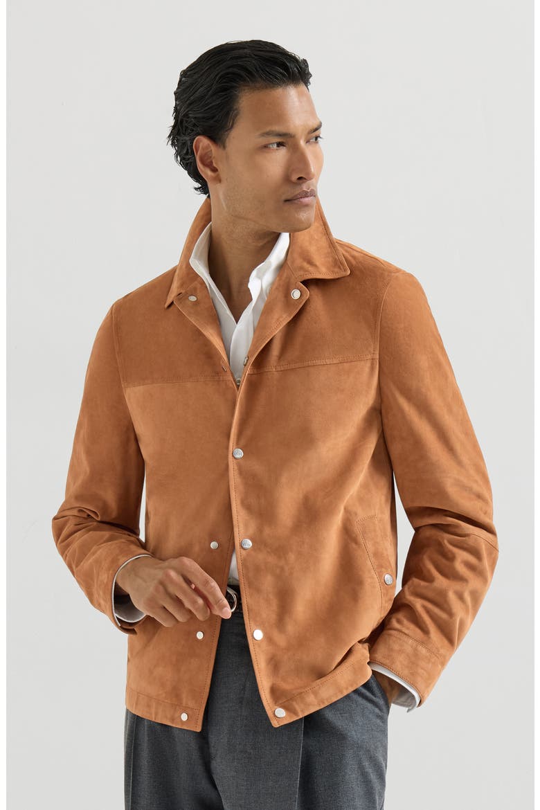 Suede outerwear jacket, Main, color, Cognac