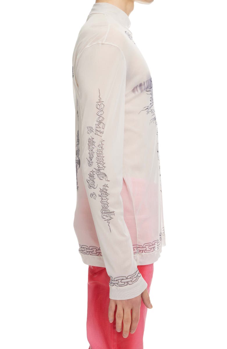 Givenchy Tattoo Shrine Long Sleeve Mesh Top, Alternate, color,