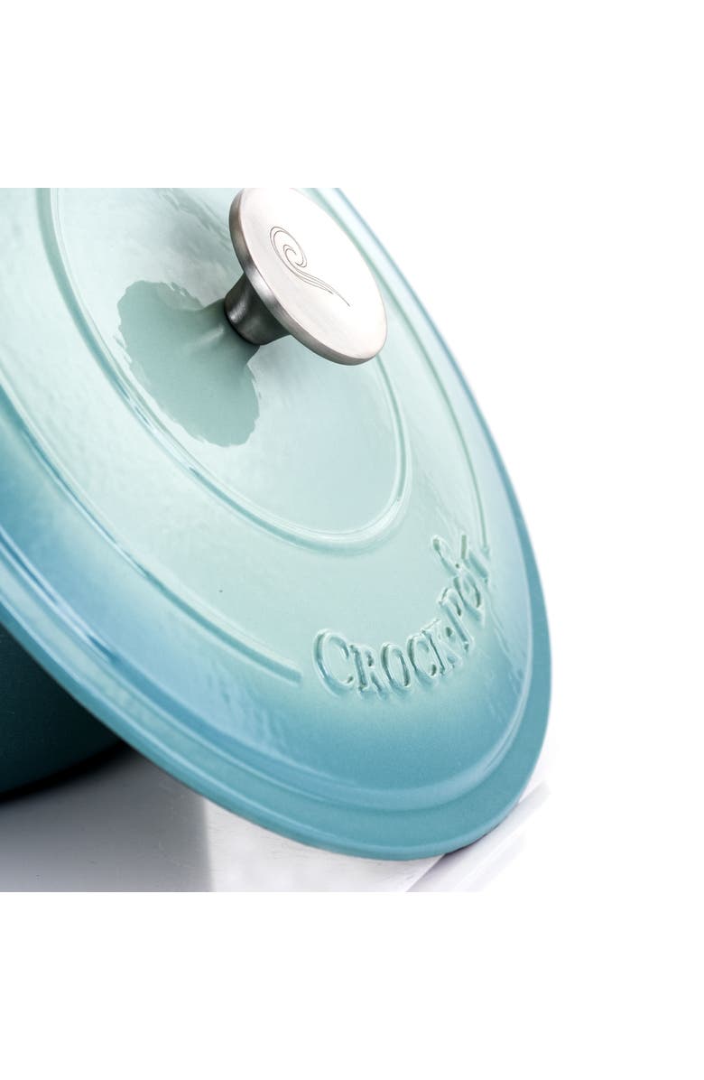 Crock-pot 2 Piece 7 Quarts Enamled Cast Iron Dutch Oven, Alternate, color, Blue