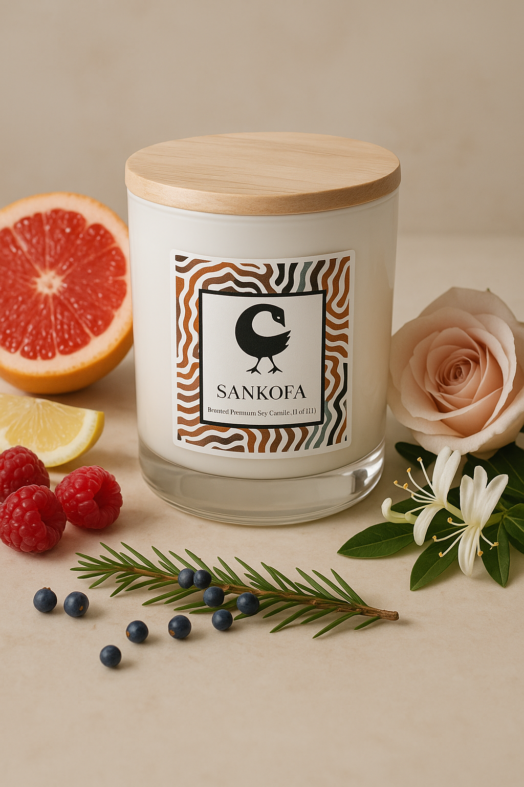 Zansette Home Sankofa Candle 8oz in White 