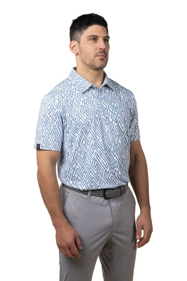 Abstract Geo Polo, Alternate, color, Denim