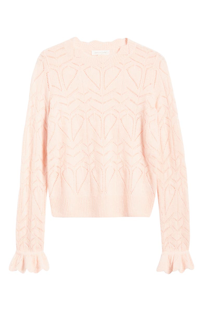 Treasure & Bond Pointelle Scallop Neck Sweater, Alternate, color, Pink Lotus