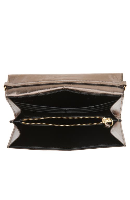 Chloé Iconic Metallic Leather Wallet On A Chain In 074 Shiny Grey