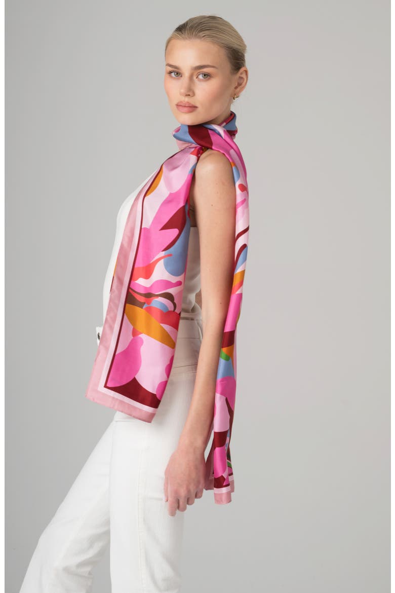 Petal Mirage Oblong Silk Scarf, Alternate, color, Pink