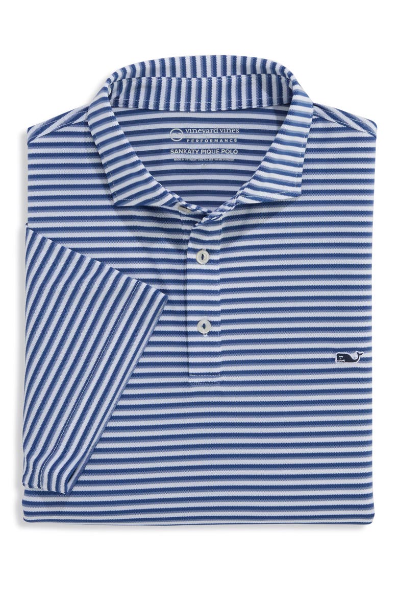 Sankaty Stripe Performance Piqué Polo, Alternate, color, WHITE/ MOON/ SUMMER EV