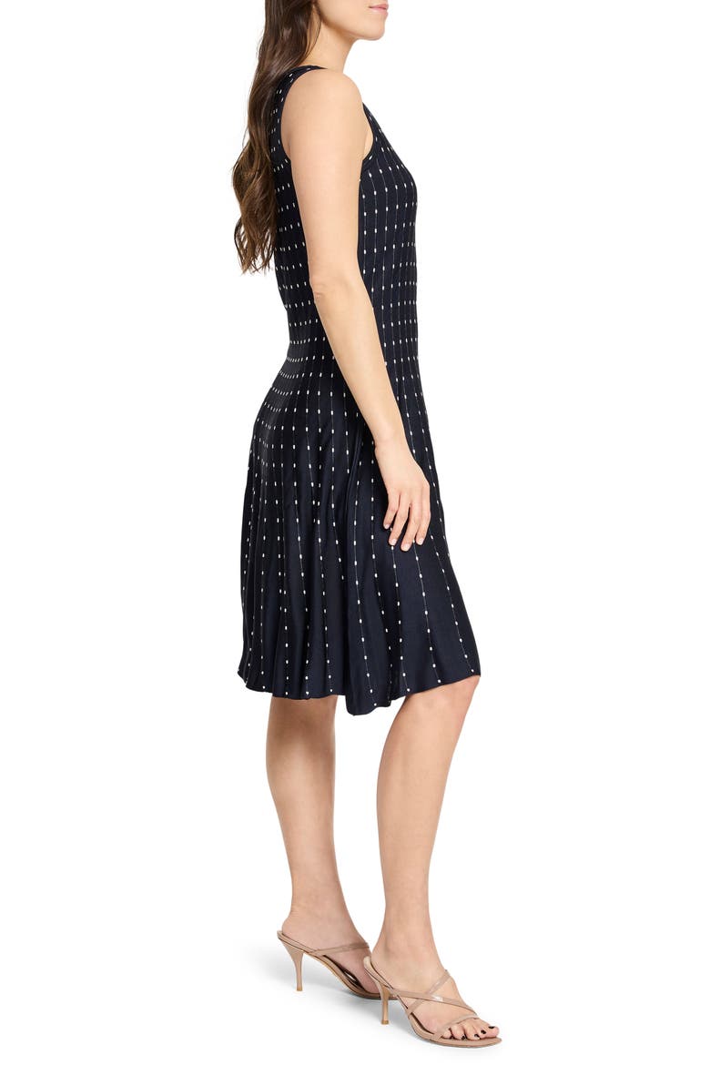 Falling Dot Flared Knit Dress, Alternate, color, INDIGO MULTI