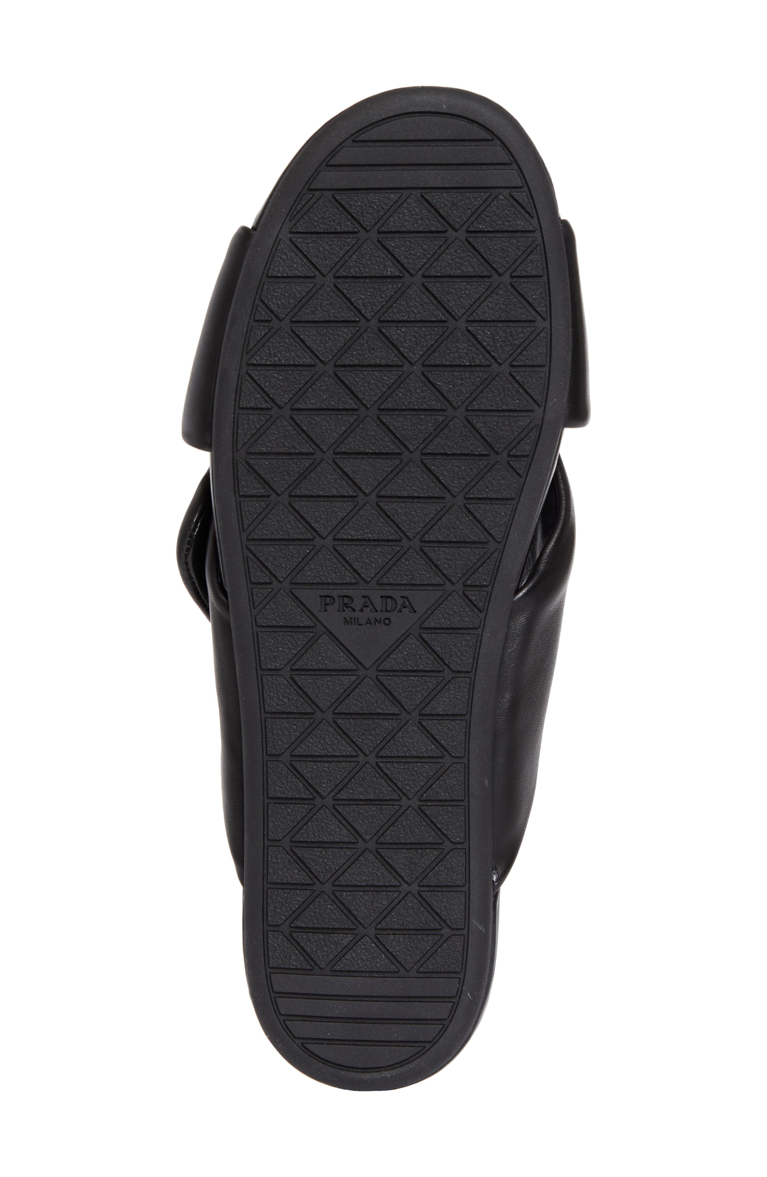 Prada Logo Crisscross Slide Sandal, Alternate, color, 