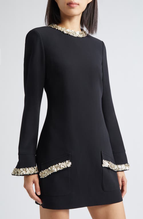 Cinq À Sept Adi Floral Embellished Long Sleeve Minidress In Black