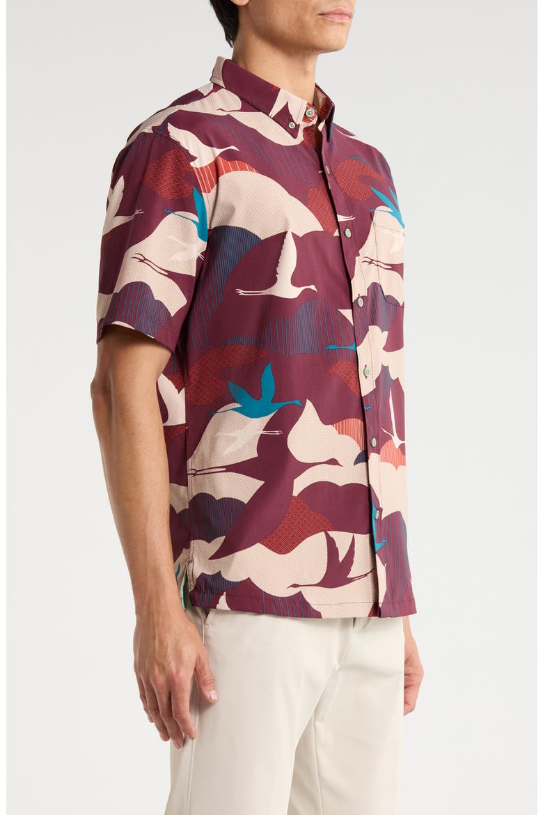 Take Flight Short Sleeve Button-Down Shirt, Alternate, color, PORT