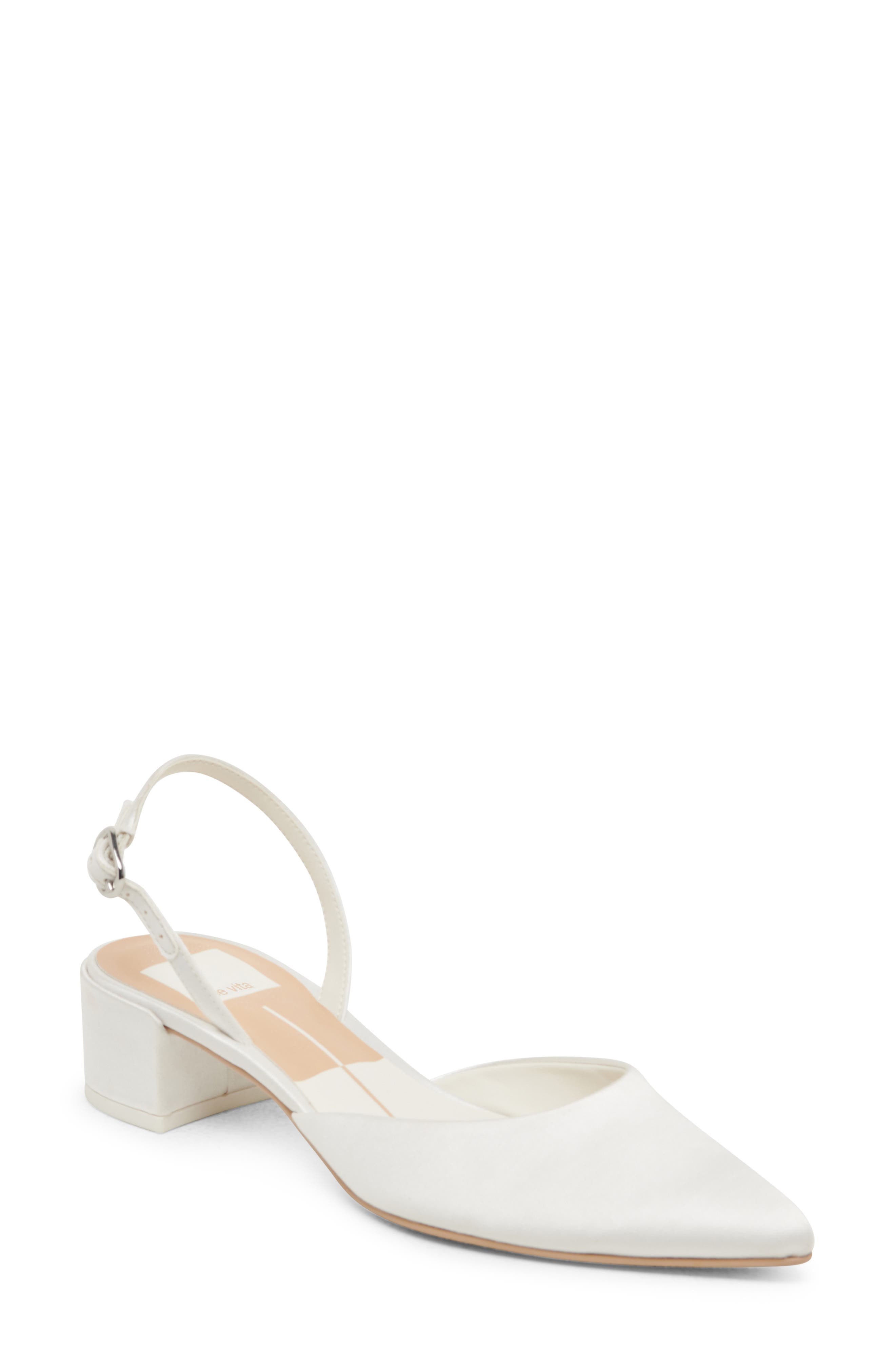 Dolce Vita Carel Pointed Toe Slingback Pump, Main, color, True White Satin