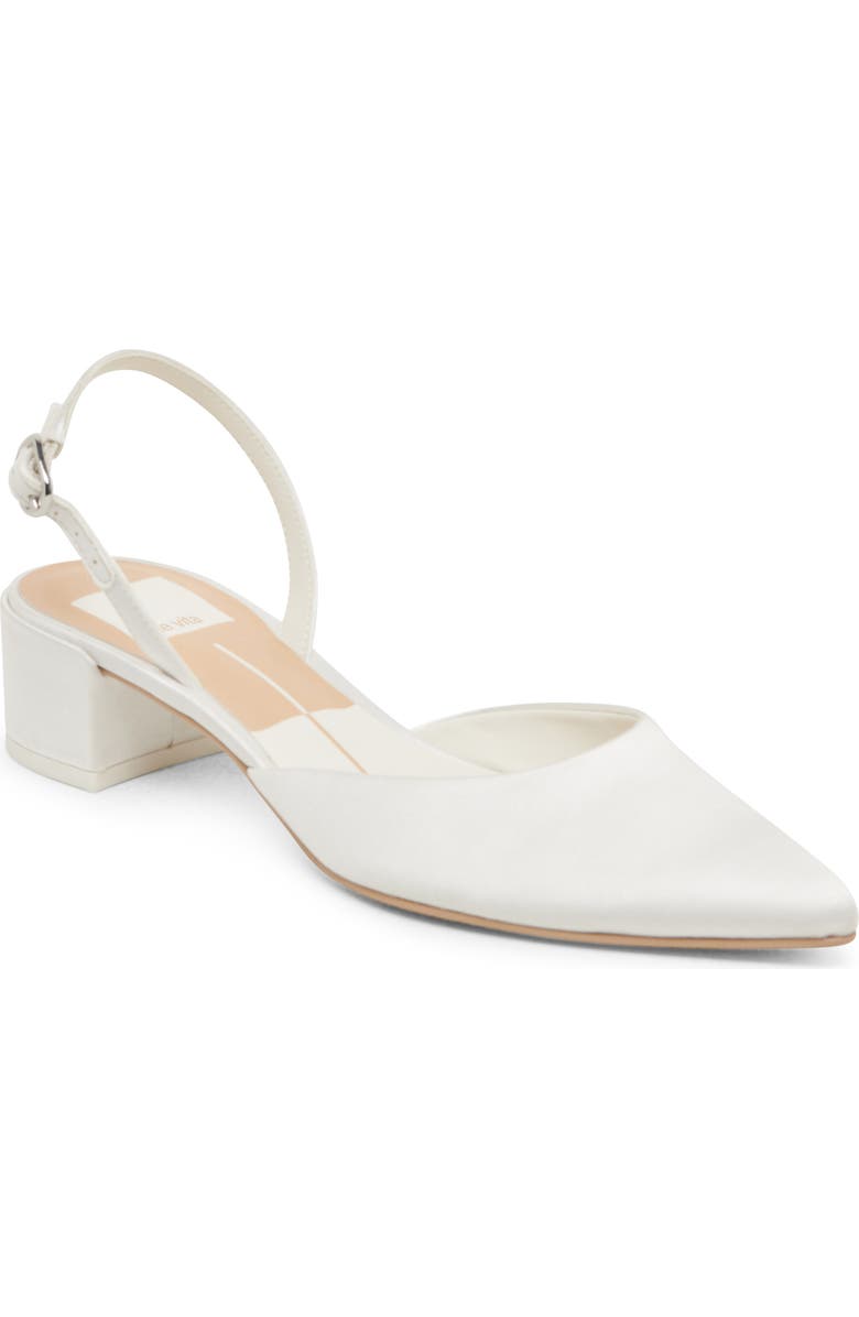 Dolce Vita Carel Pointed Toe Slingback Pump, Main, color, True White Satin