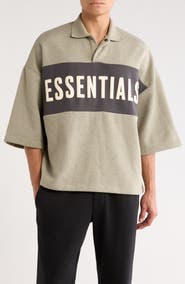 Fear of God Essentials Panelled Logo Graphic Cotton Crop Polo