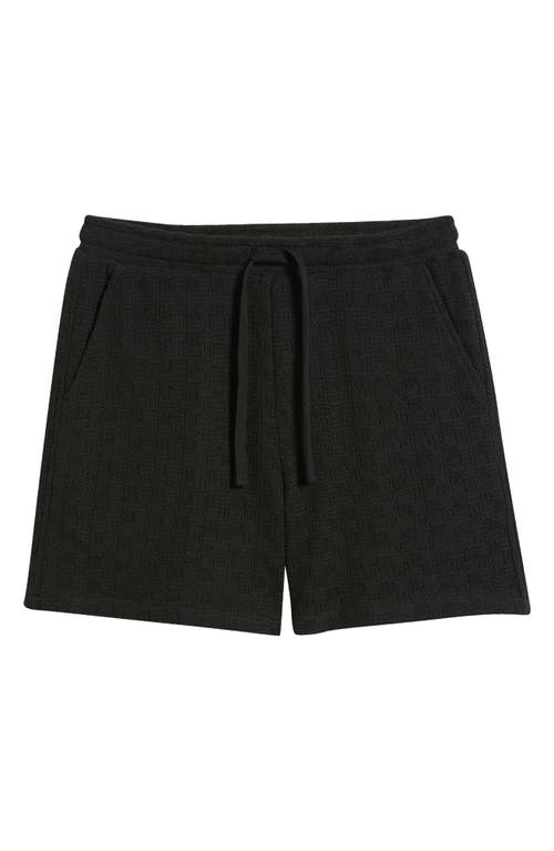 Rizort Gregory Basket Weave Knit Drawstring Shorts In Black