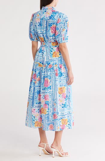 Floral Puff Sleeve Tiered Maxi Dress