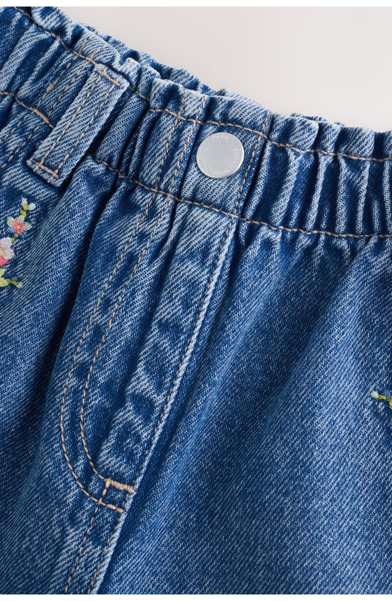 NEXT Kids' Embroidered Floral Denim Shorts, Alternate, color, Blue Denim