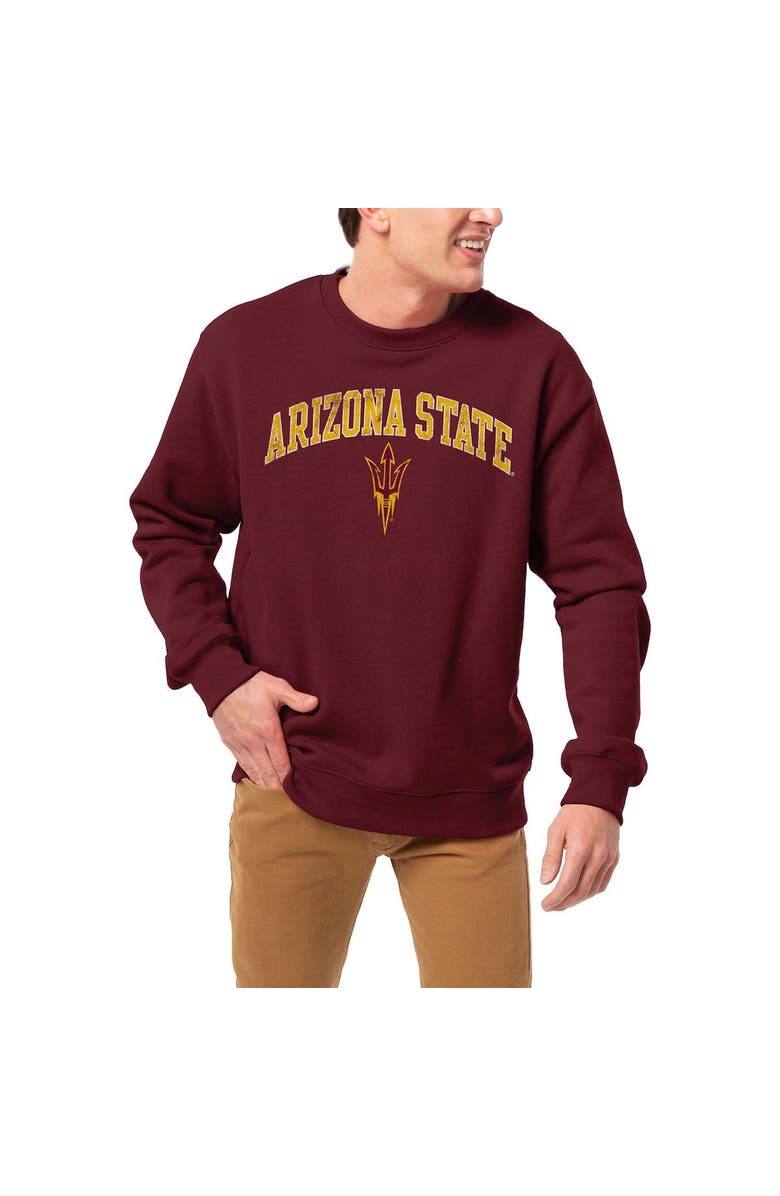 LEAGUE COLLEGIATE WEAR Men's League Collegiate Wear Maroon Arizona State Sun Devils 1965 Arch Essential Lightweight Pullover Sweatshirt, Alternate, color, 