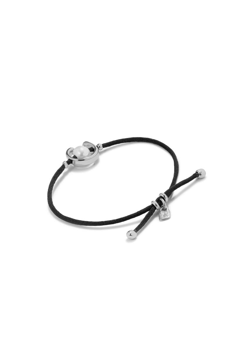 UNODE50 Black Cord Pearl Bracelet, Alternate, color, Silver