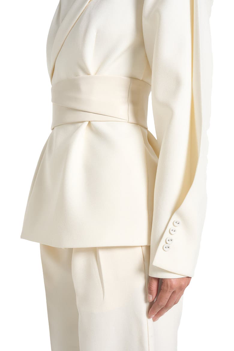 Marie Twist Sleeve Tailored Blazer with Belt, Alternate, color, Cream