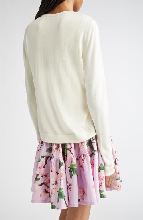 Oscar De La Renta Cherry Blossom Inset Cardigan
