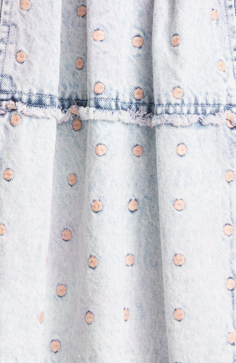 LoveShackFancy Dorna Dot Embroidered Denim Minidress, Alternate, color, 